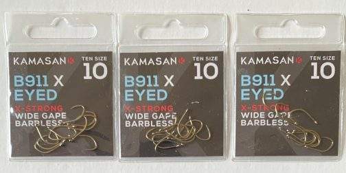 Kamasan B911 X Eyed X-Strong Wide Gape Barbless 10